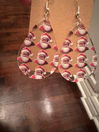 Melanated Santa Teardrop Earrings