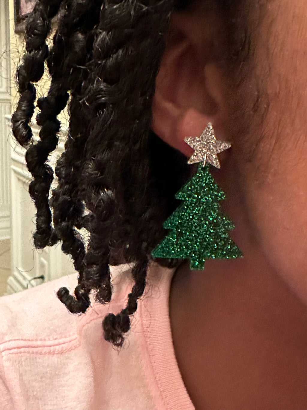 Glitter Christmas Tree Earrings
