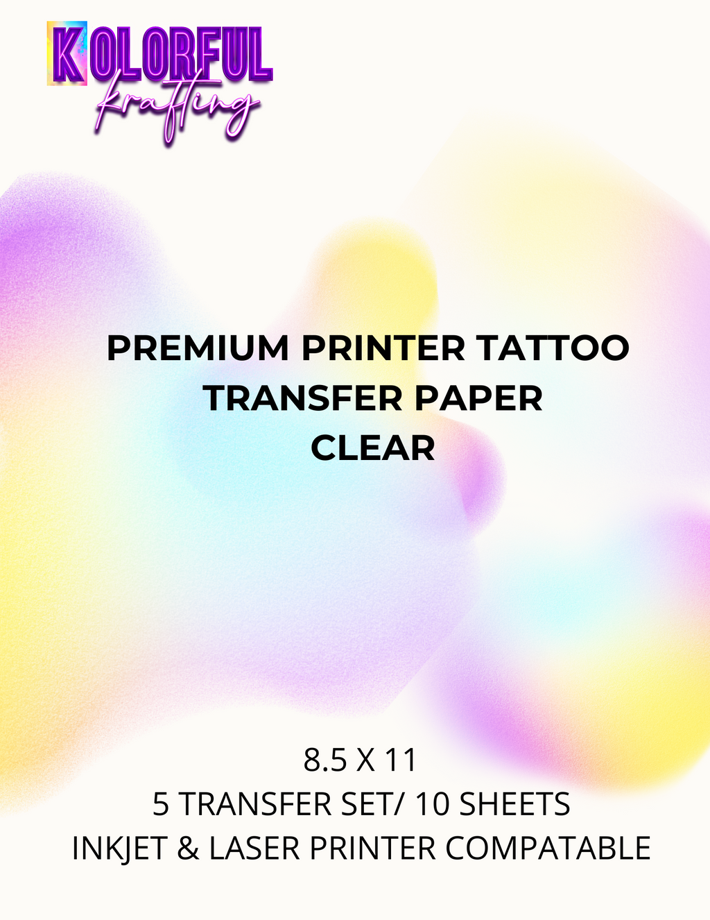 Kolorful Krafting Premium Printer Tattoo Transfer Paper