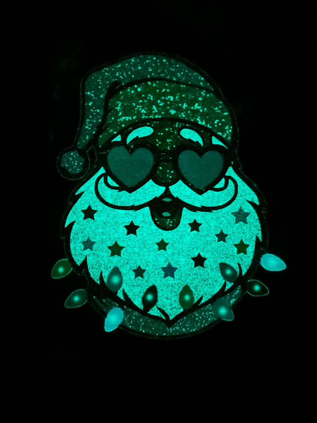 Santa Wearing Heart Sunglasses Glow in the Dark Sweatshirt