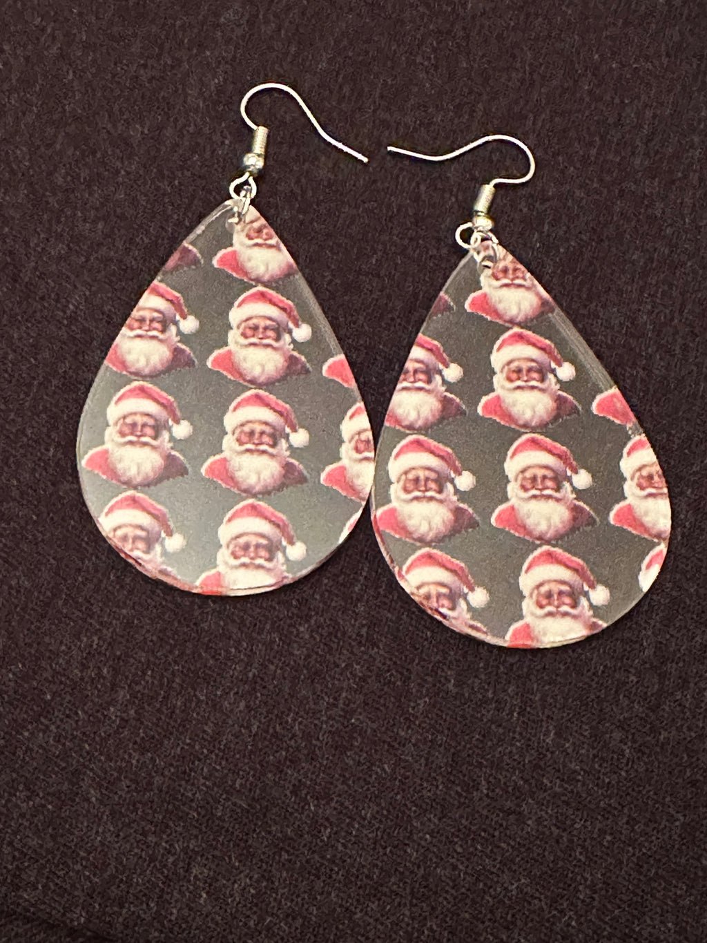 Melanated Santa Teardrop Earrings